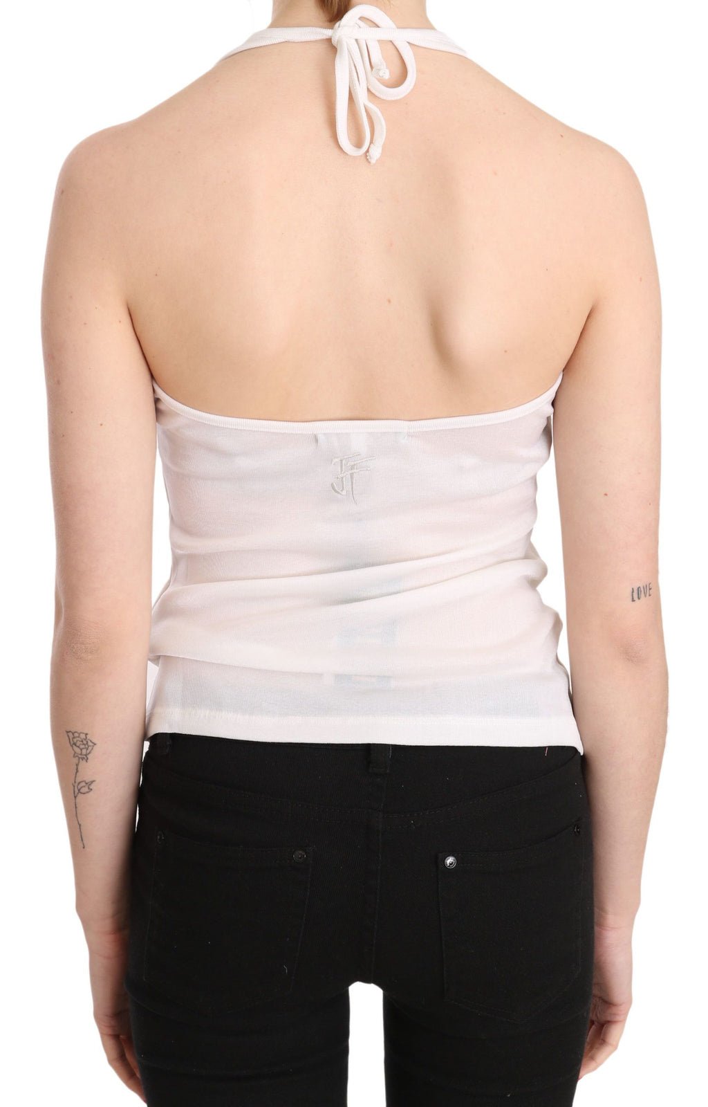 Elegant white halter neck tank top