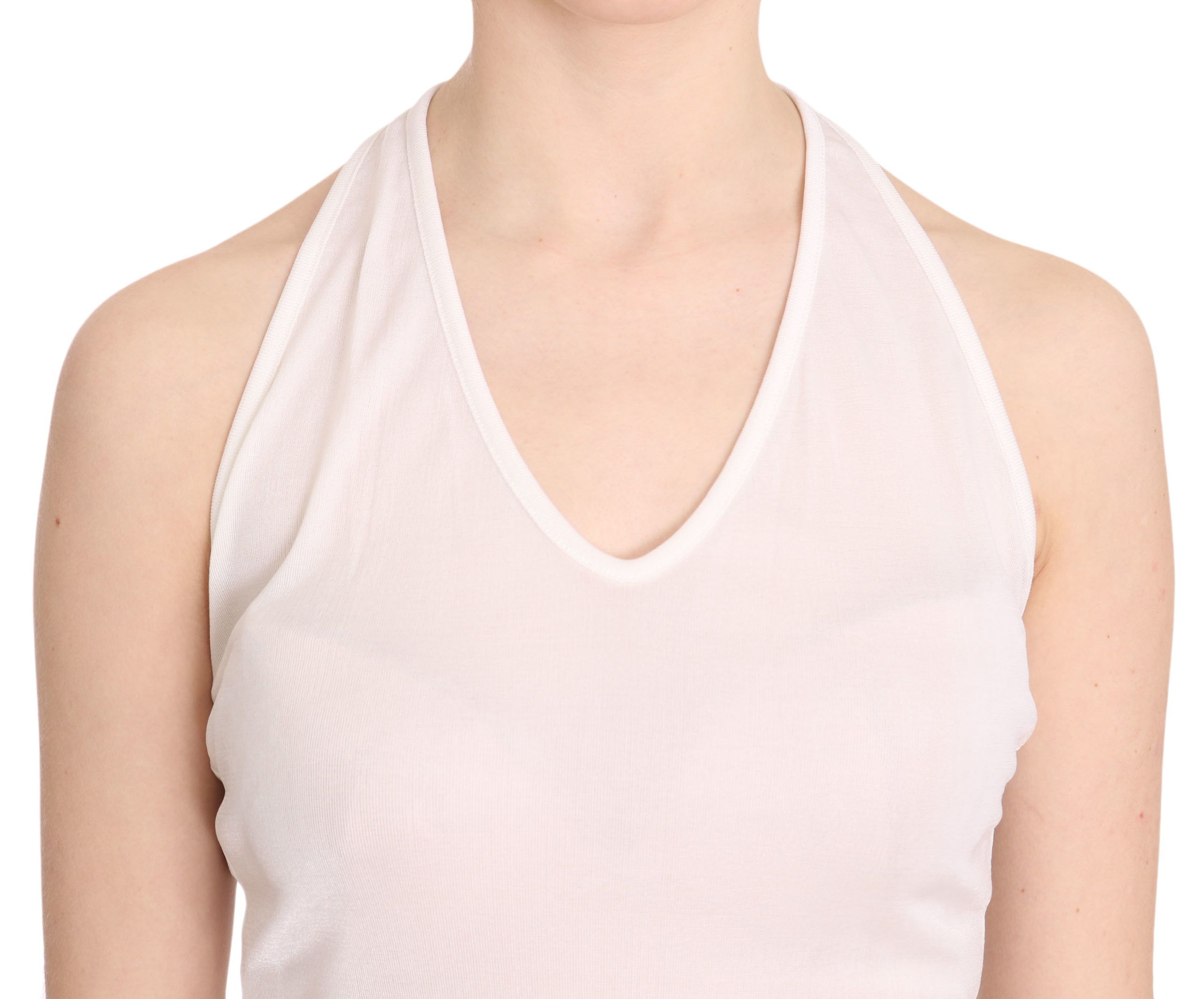 Elegant white halter neck tank top
