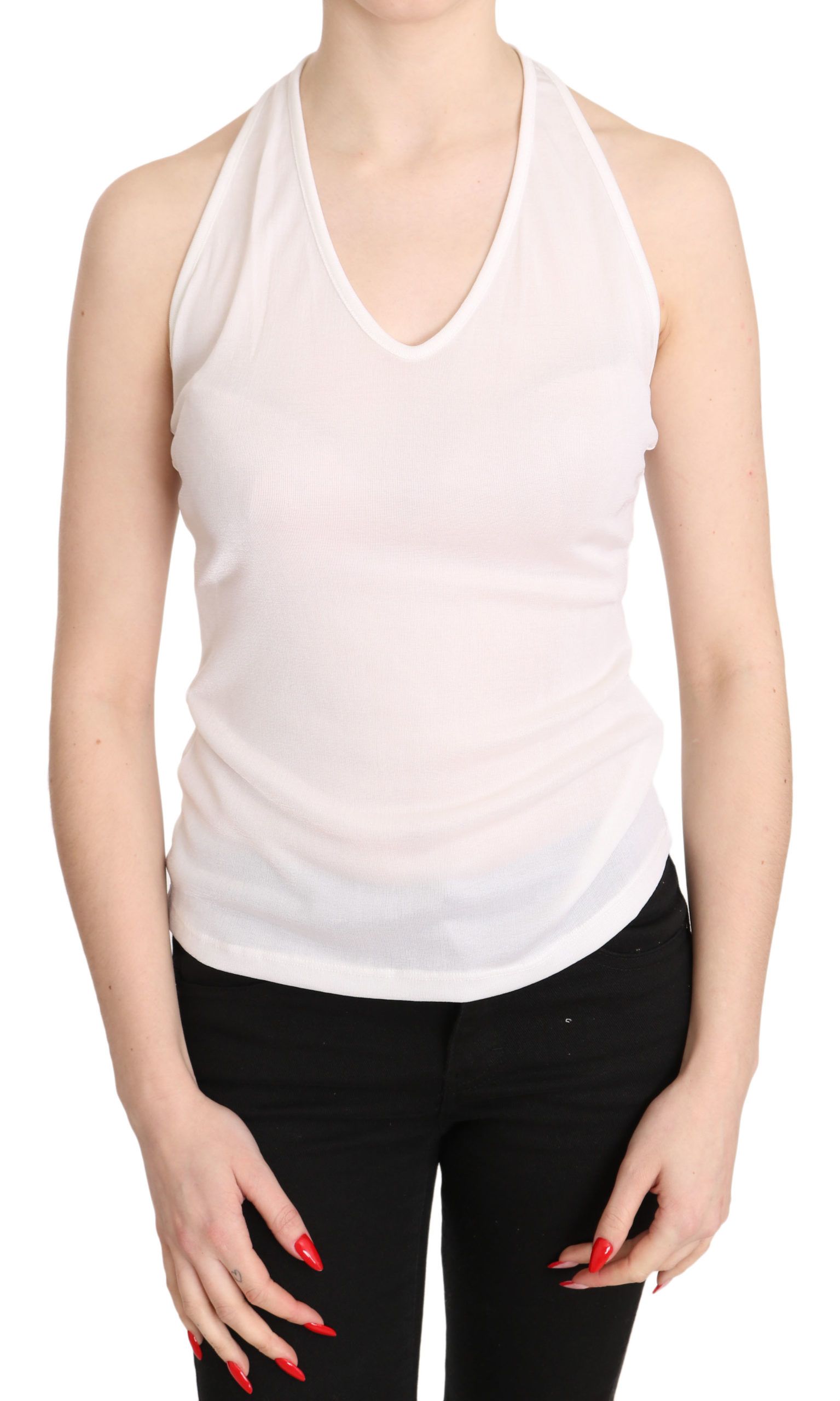 Elegant white halter neck tank top