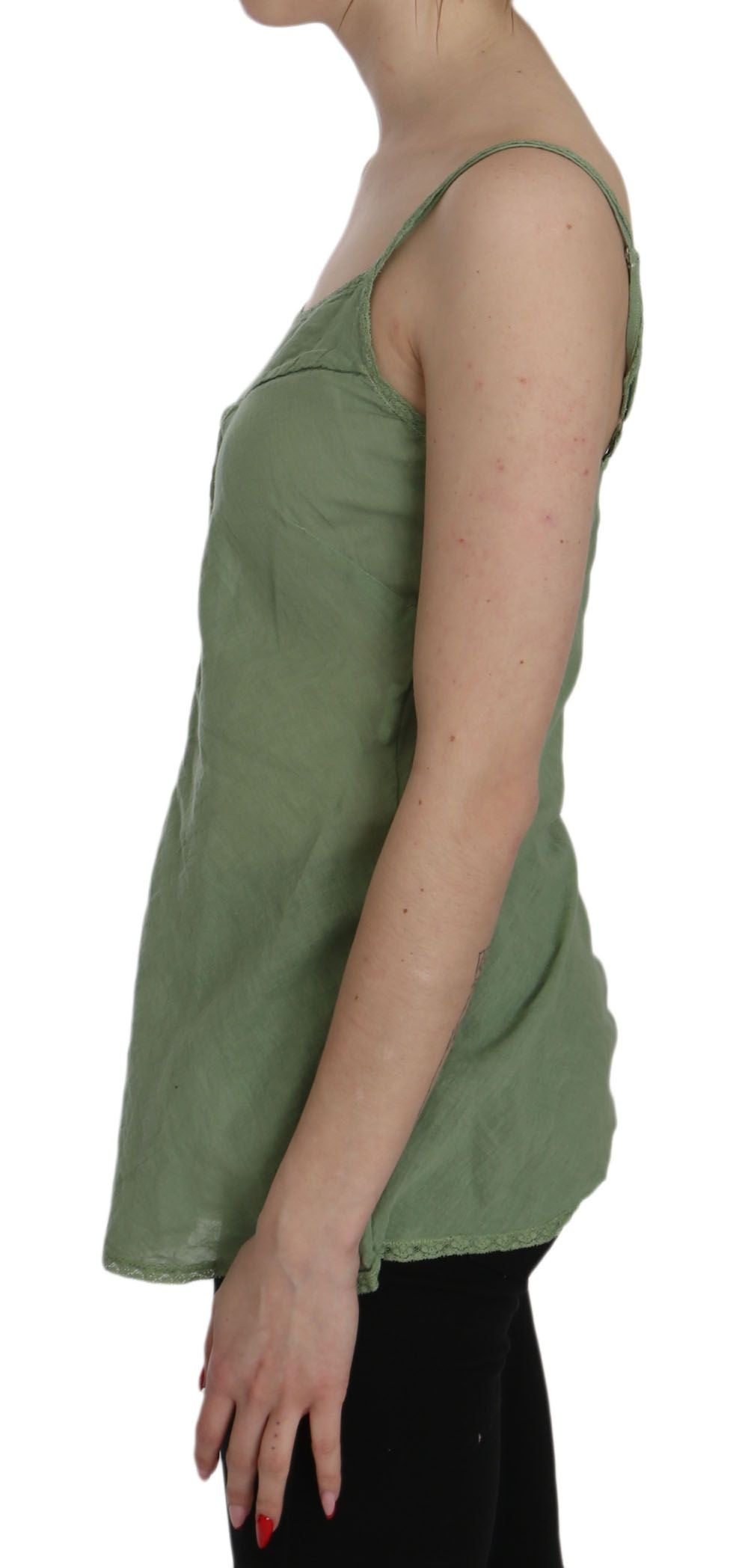 Grünes Seiden-Spaghettiträger-Tank-Top Bluse