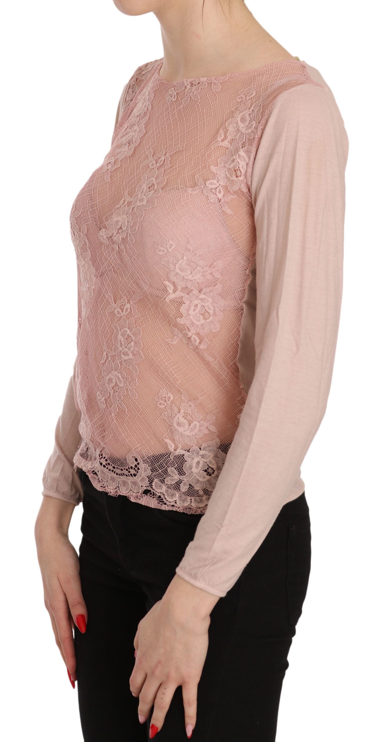 Chic pink transparent cotton blouse