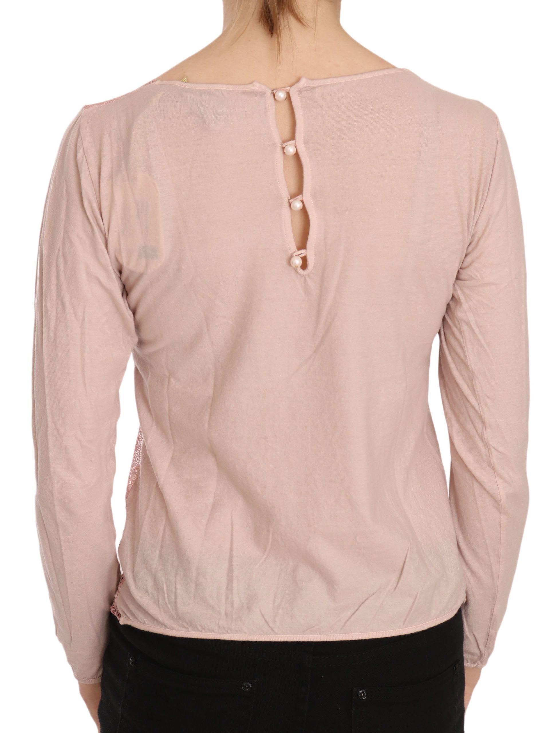 Chic pink transparent cotton blouse