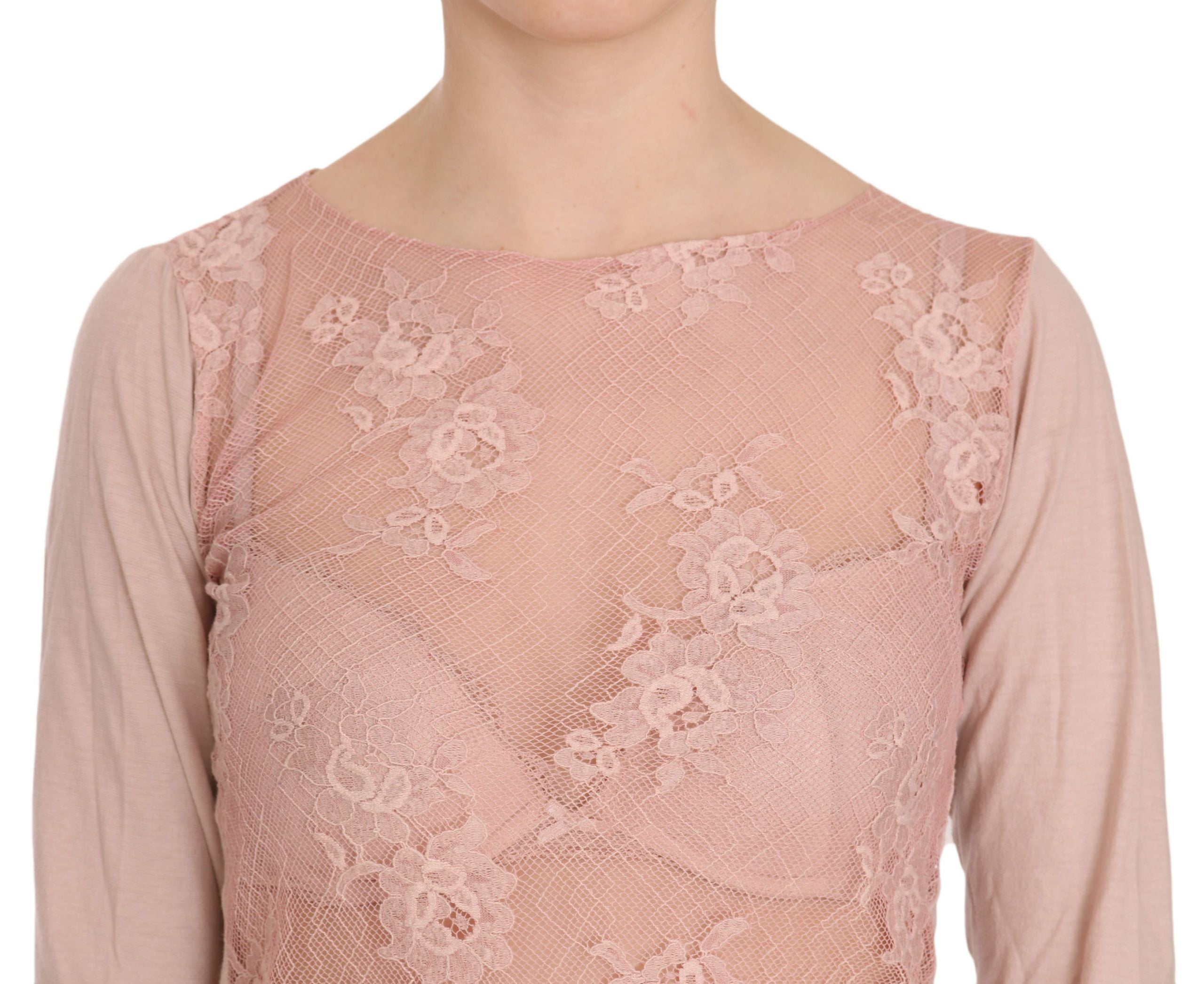 Chic pink transparent cotton blouse