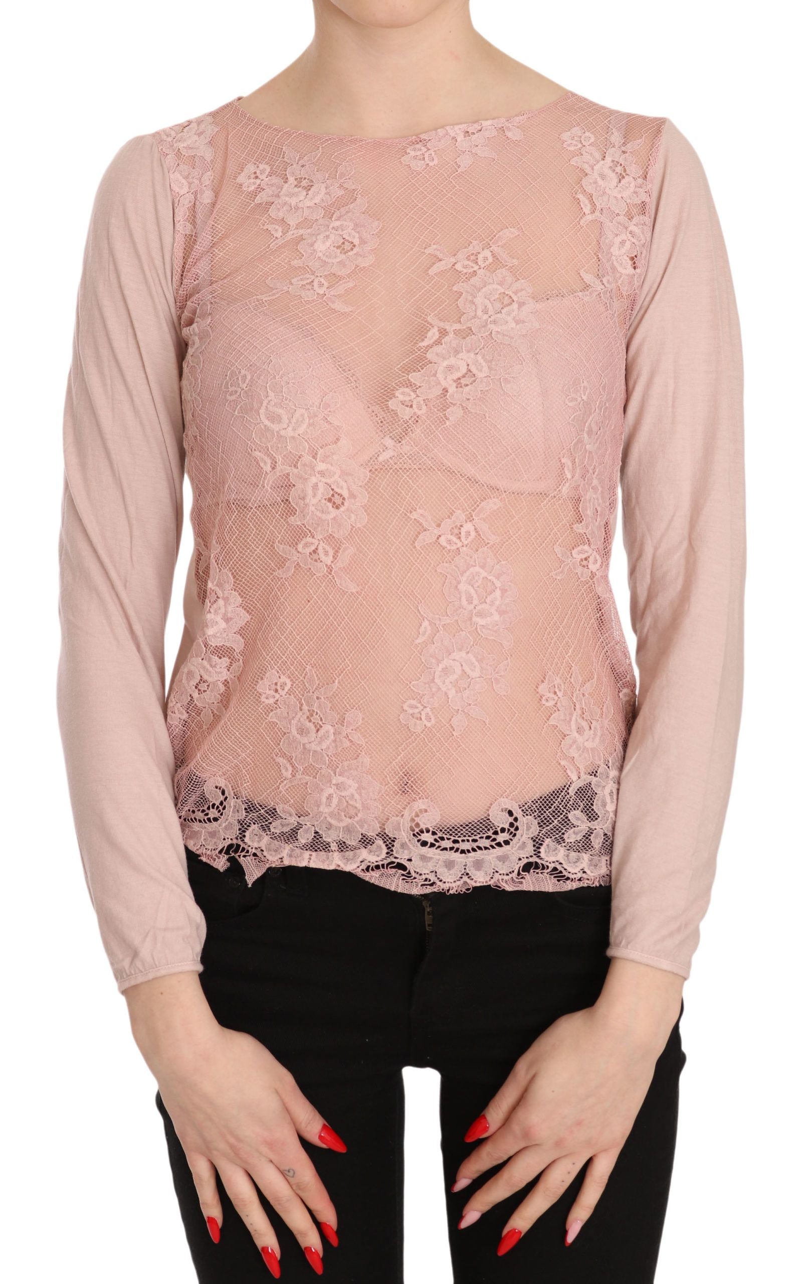 Chic pink transparent cotton blouse
