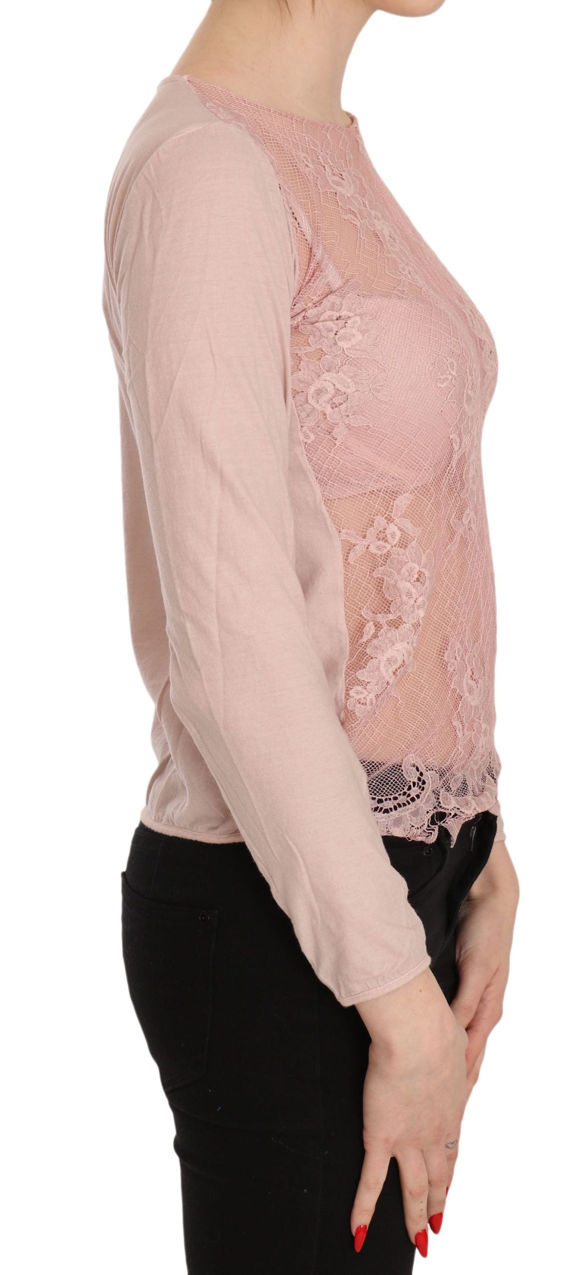 Chic pink transparent cotton blouse