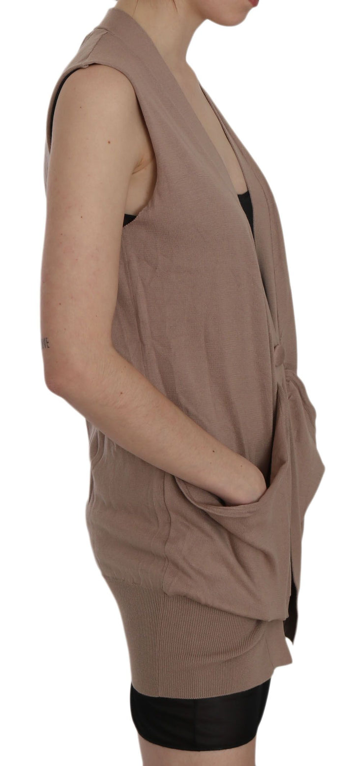 Schicke ärmellose Baumwoll-Strickweste - Elegantes Braun