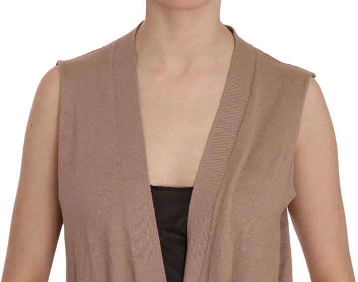 Schicke ärmellose Baumwoll-Strickweste - Elegantes Braun