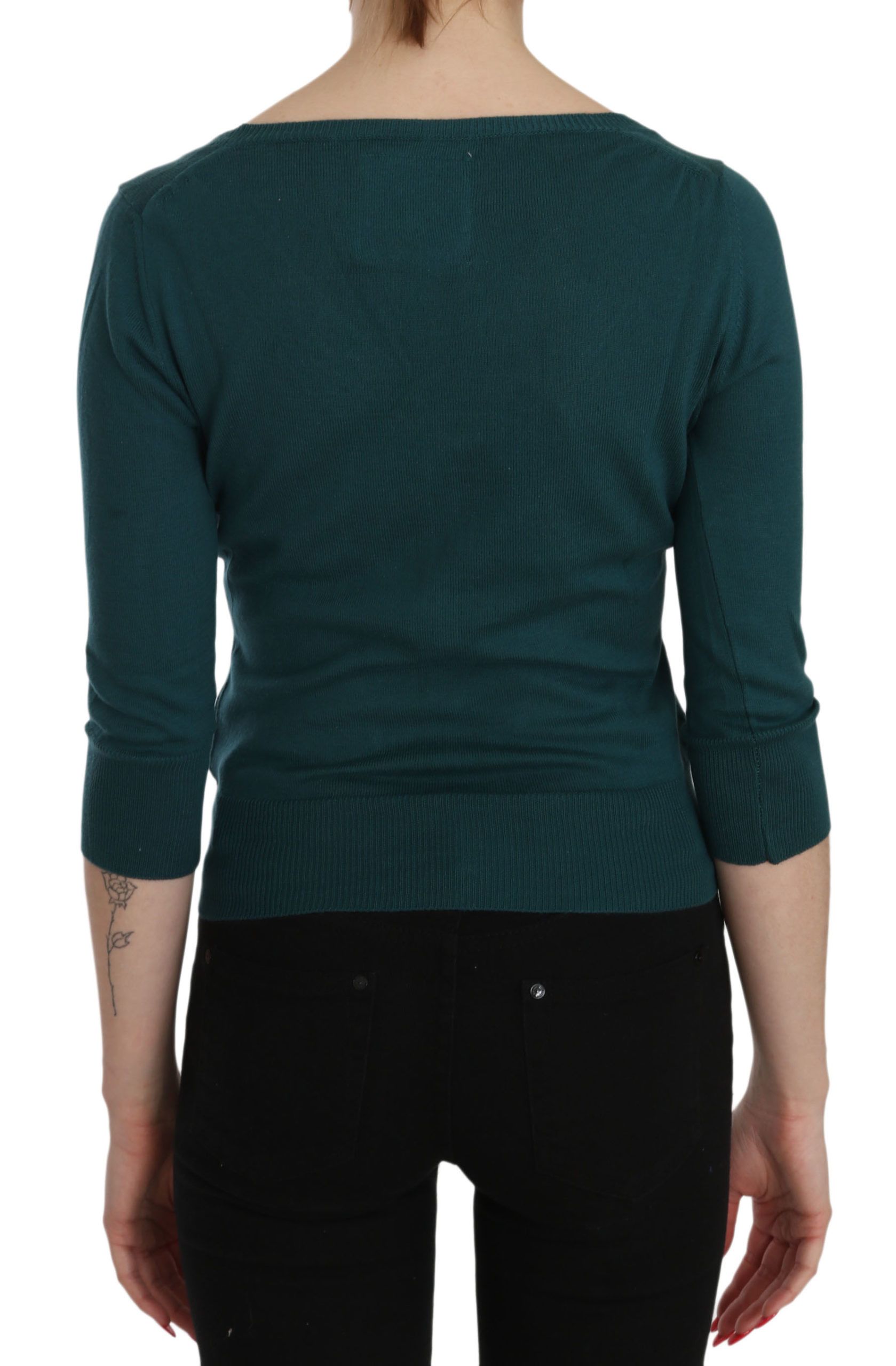 Chic blue-green cotton cardigan top