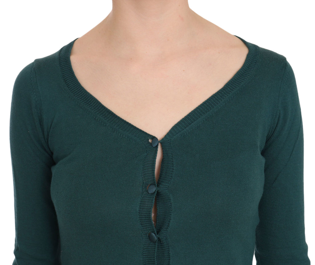 Chic blue-green cotton cardigan top
