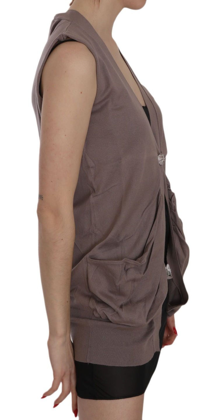 Schickes ärmelloses Baumwoll-Cardigan-Top