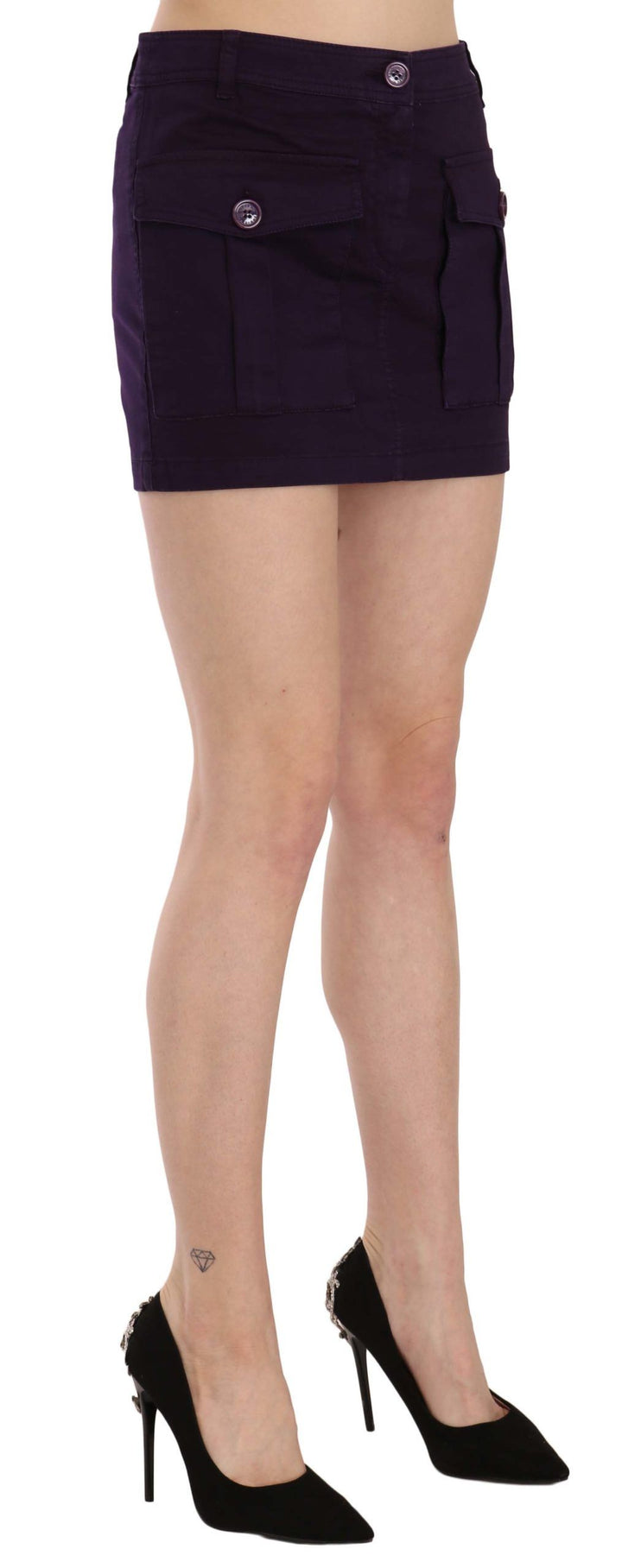 Eleganter lila Minirock mit hoher Taille in A-Linie