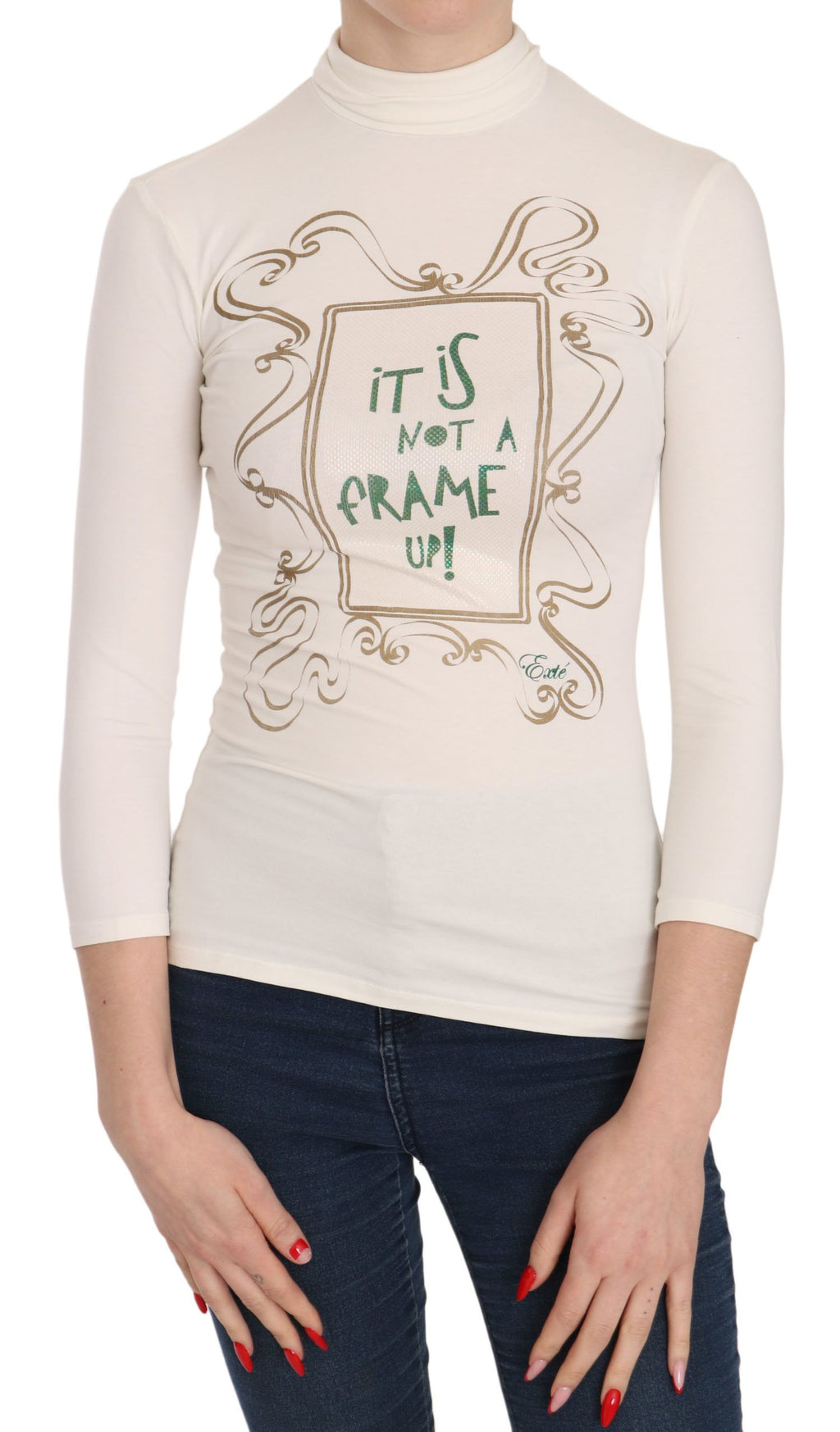 Rundhalsausschnitt It Is Not A Frame Up! Bluse mit Druck