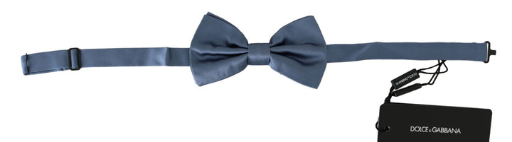 Elegant blue silk bow tie