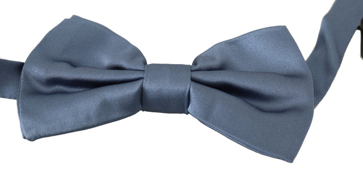 Elegant blue silk bow tie
