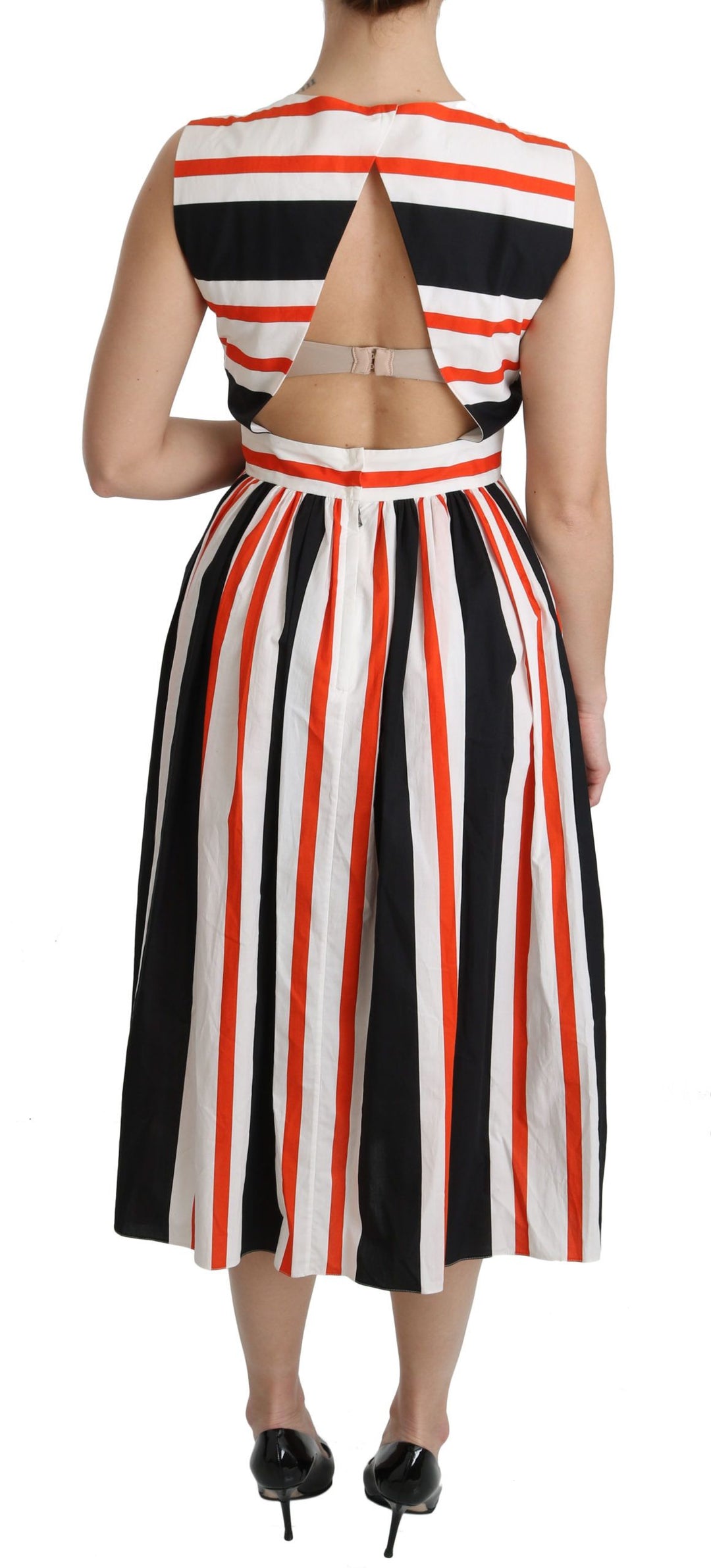 Multicolor Gestreiftes Midikleid mit Plissee in A-Linie