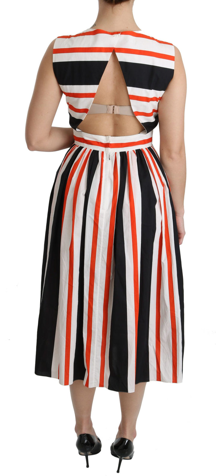 Multicolor Gestreiftes Midikleid mit Plissee in A-Linie