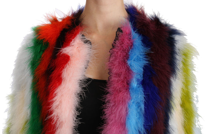 Multicolor Türkei Feder Cape Pelzmantel
