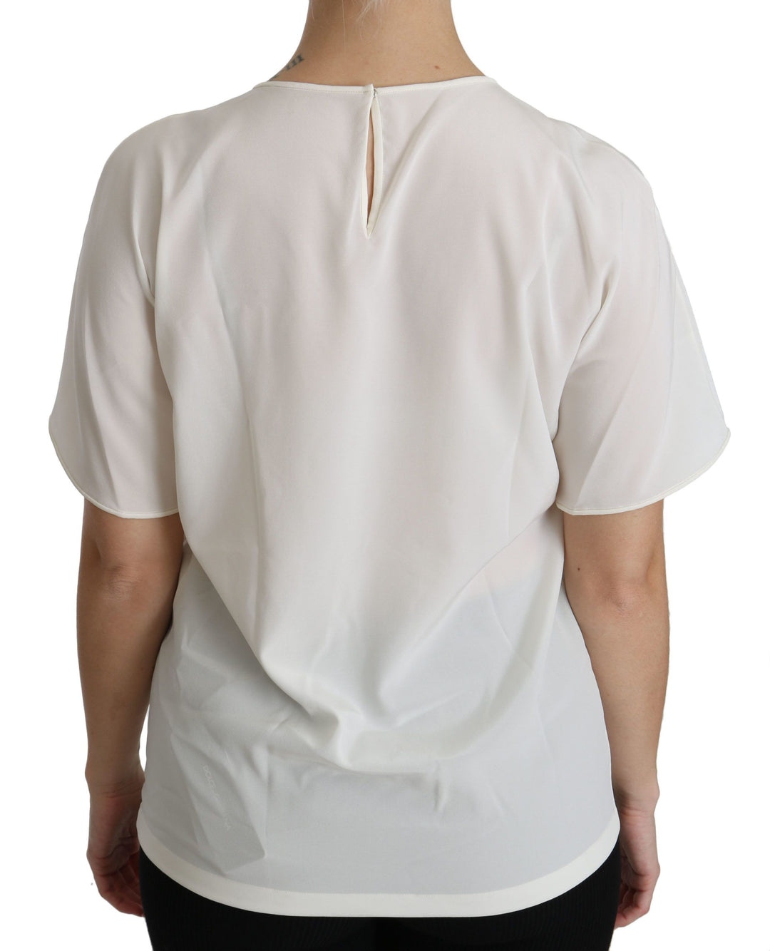 Weißes #dgfamily Patch Kurzarm-Blusentop