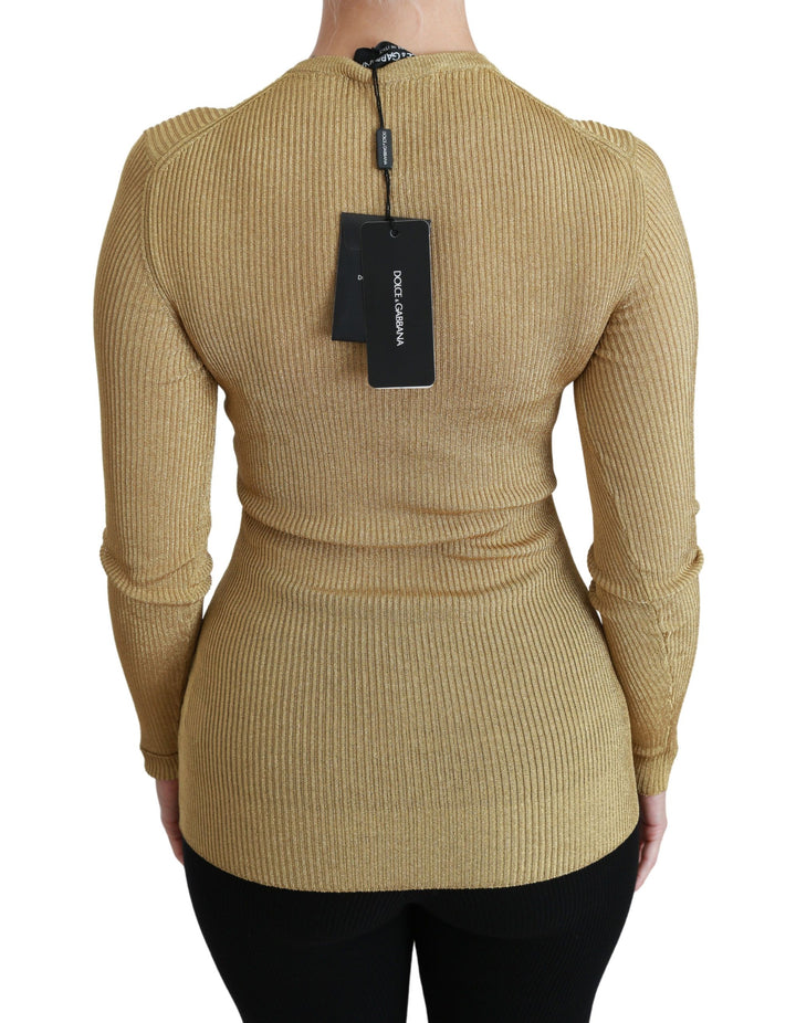 Gold Langarm Strickjacke Viskose Pullover