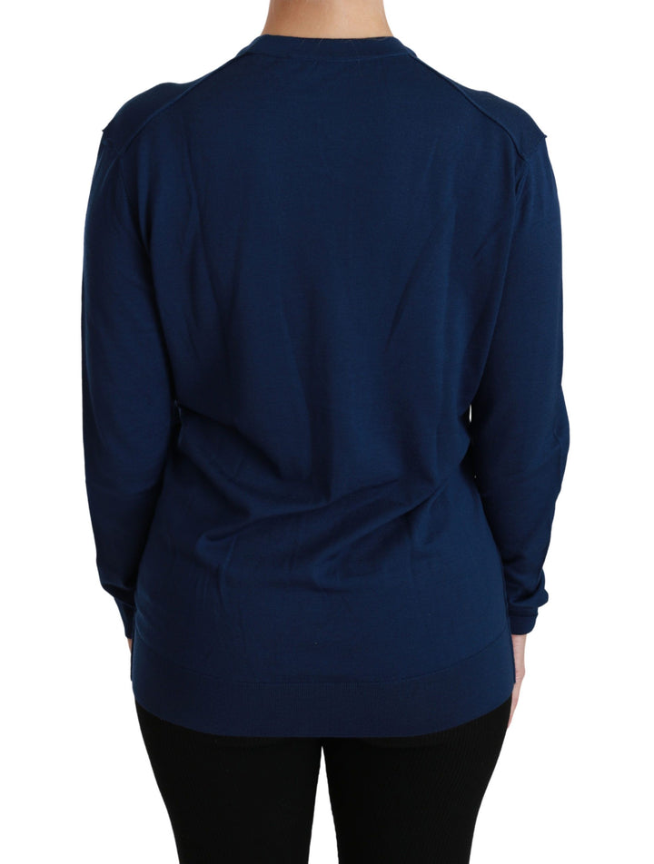 Eleganter Blauer Cardigan aus Schurwolle