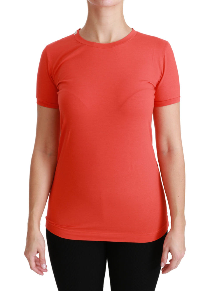 Rotes T-Shirt mit Rundhalsausschnitt und kurzen Ärmeln Baumwoll-Top