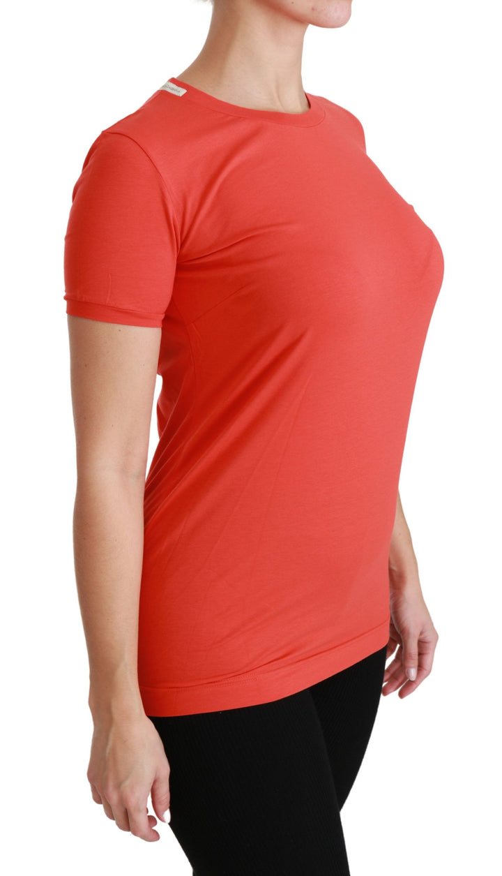 Rotes T-Shirt mit Rundhalsausschnitt und kurzen Ärmeln Baumwoll-Top