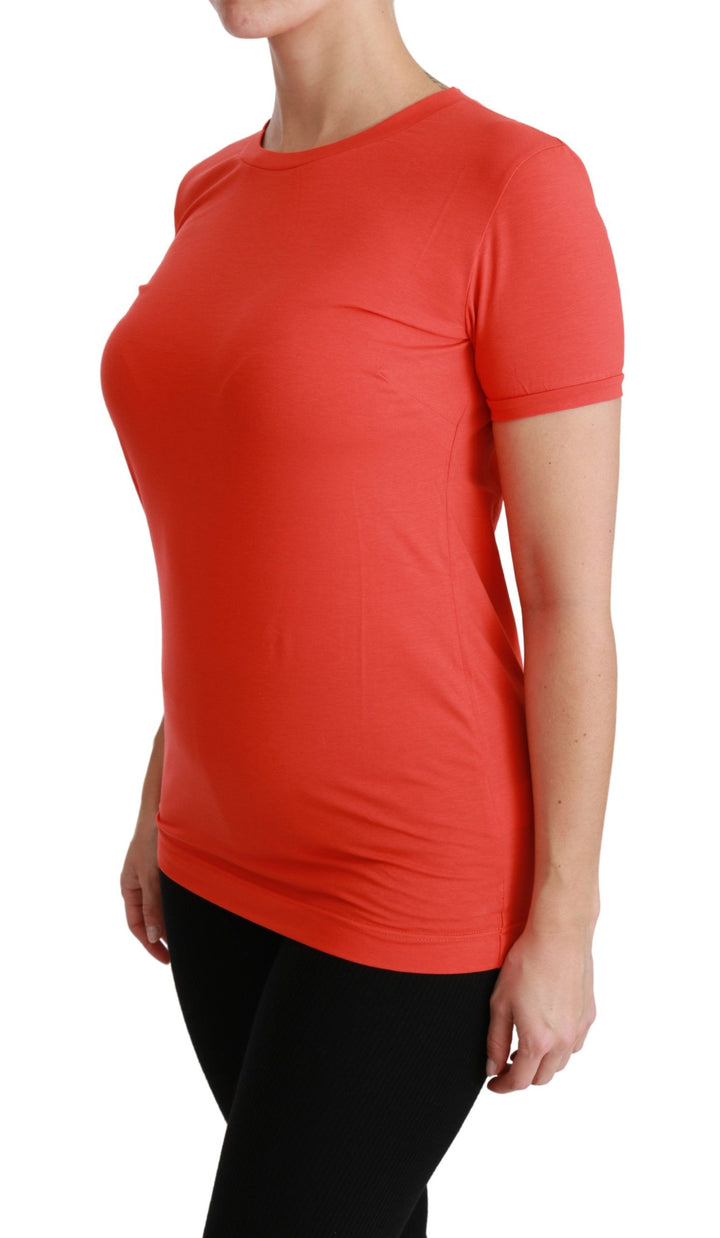 Rotes T-Shirt mit Rundhalsausschnitt und kurzen Ärmeln Baumwoll-Top