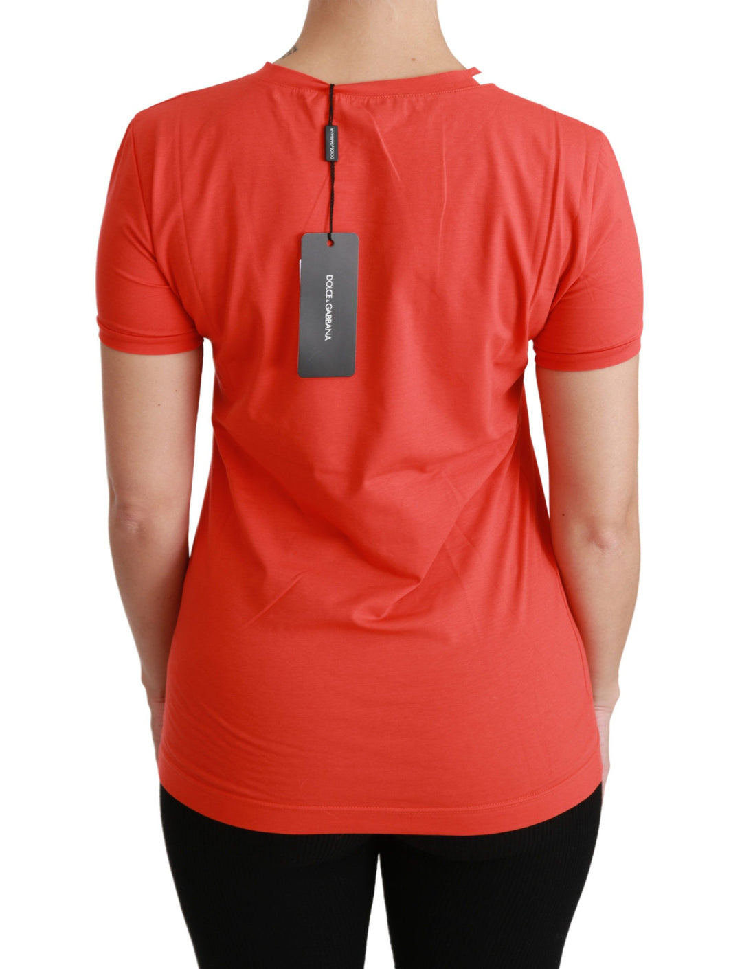 Rotes T-Shirt mit Rundhalsausschnitt und kurzen Ärmeln Baumwoll-Top