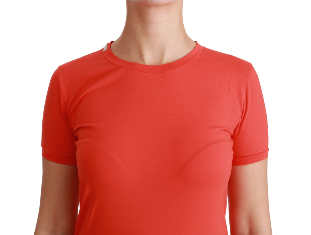 Rotes T-Shirt mit Rundhalsausschnitt und kurzen Ärmeln Baumwoll-Top