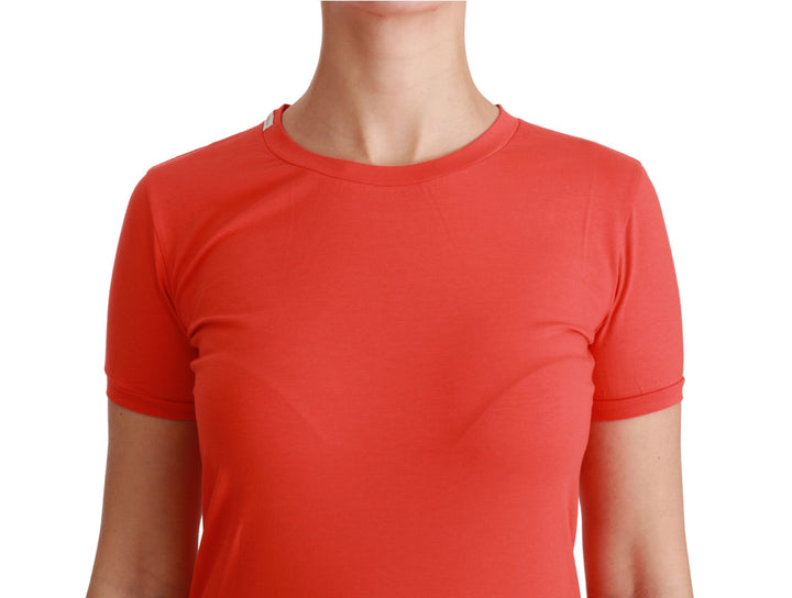 Rotes T-Shirt mit Rundhalsausschnitt und kurzen Ärmeln Baumwoll-Top