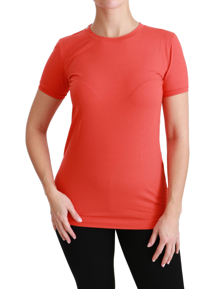 Rotes T-Shirt mit Rundhalsausschnitt und kurzen Ärmeln Baumwoll-Top
