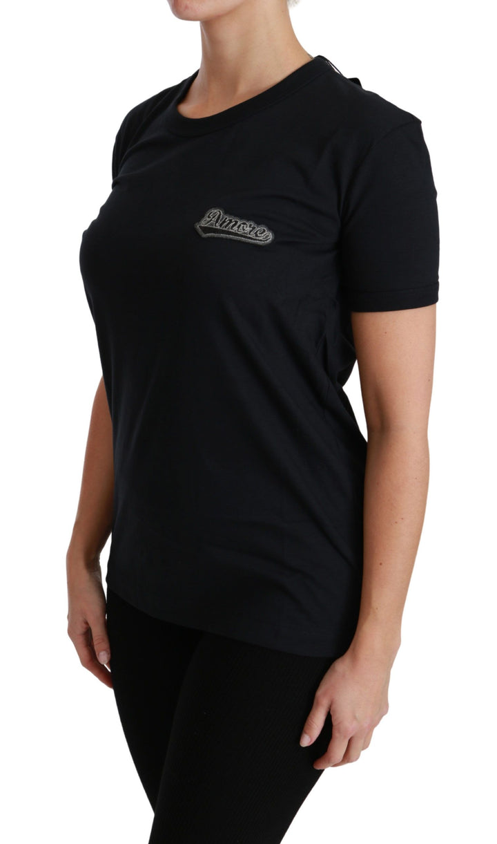 Elegantes blaues Amore Tee mit Rundhalsausschnitt
