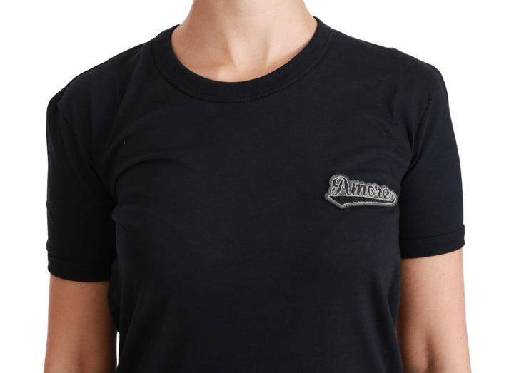 Elegantes blaues Amore Tee mit Rundhalsausschnitt
