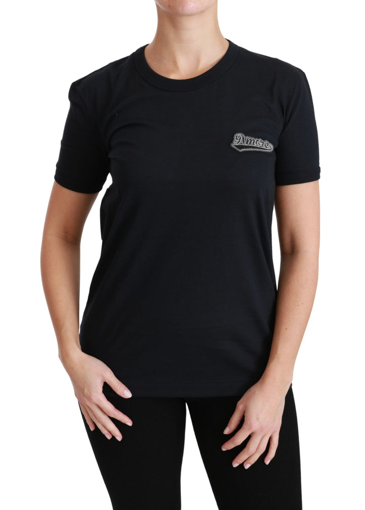 Elegantes blaues Amore Tee mit Rundhalsausschnitt