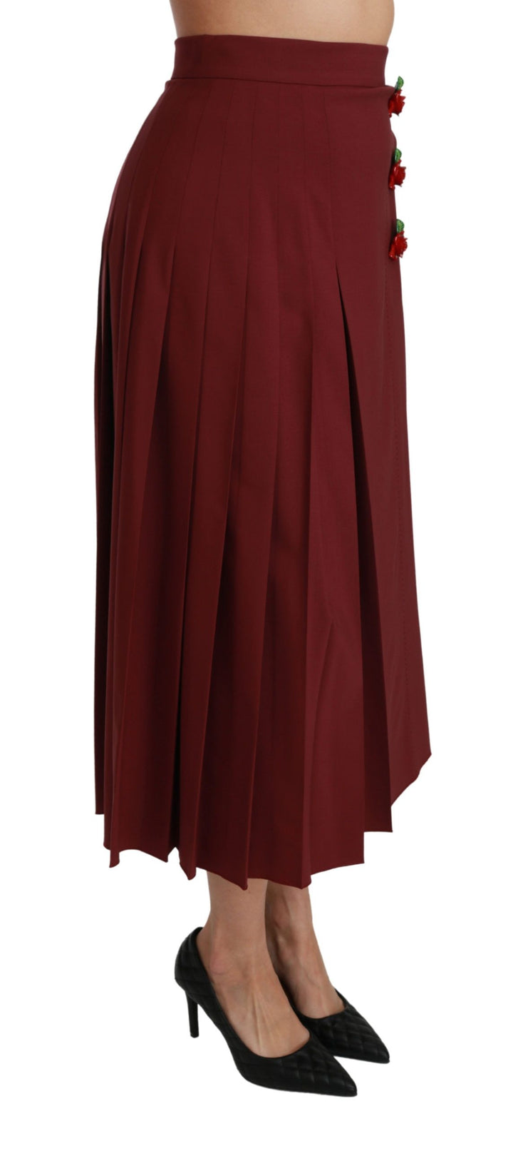 Eleganter roter Rock mit hoher Taille aus Schurwolle