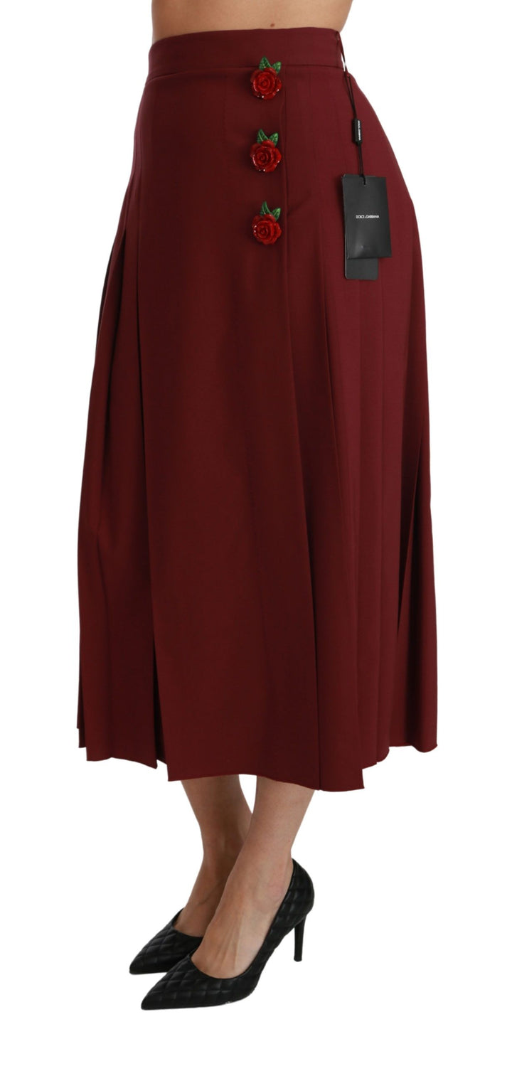 Eleganter roter Rock mit hoher Taille aus Schurwolle