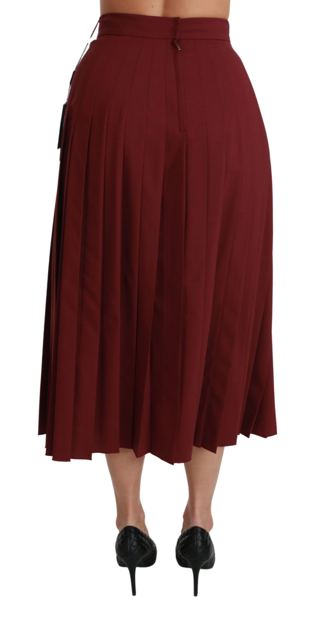 Eleganter roter Rock mit hoher Taille aus Schurwolle