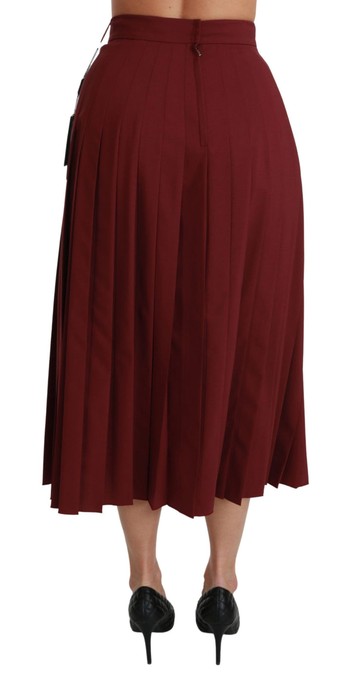 Eleganter roter Rock mit hoher Taille aus Schurwolle