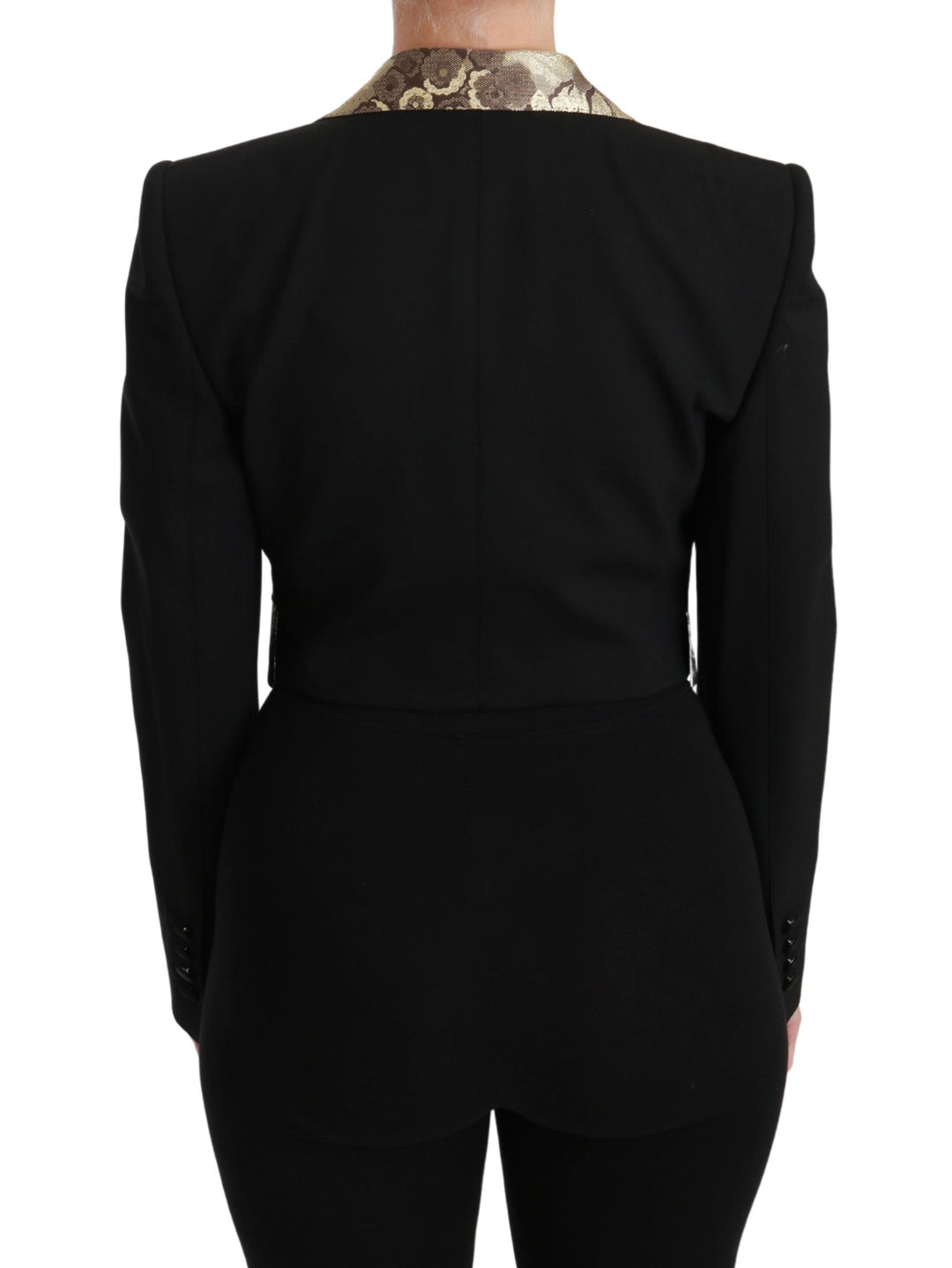 Schwarze Jacquard-Weste Blazermantel Wolljacke