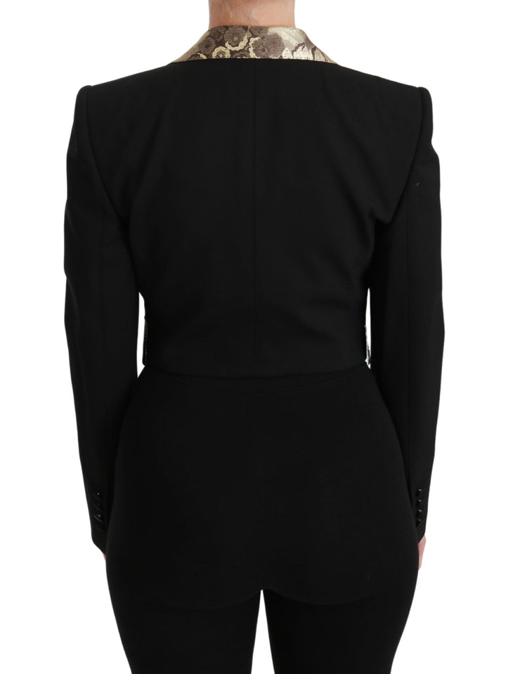 Schwarze Jacquard-Weste Blazermantel Wolljacke
