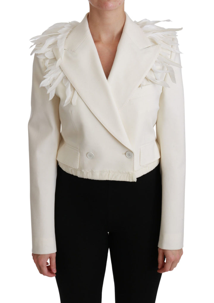 Elegante weiße doppelreihige Blazerjacke