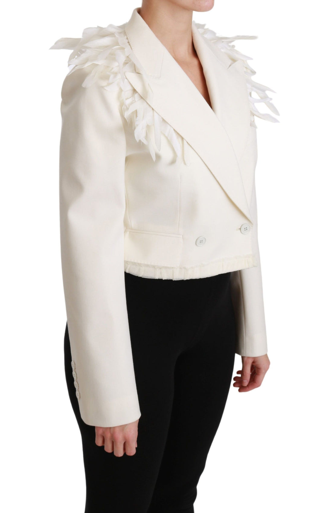 Elegante weiße doppelreihige Blazerjacke