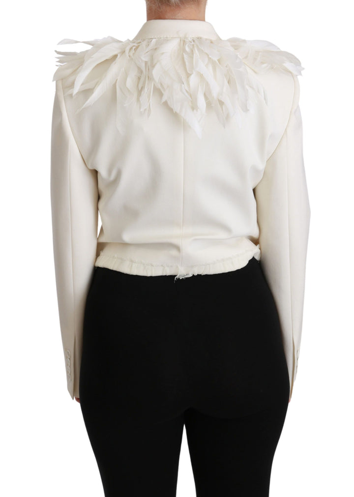 Elegante weiße doppelreihige Blazerjacke