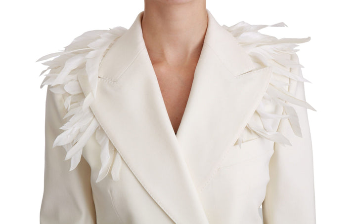 Elegante weiße doppelreihige Blazerjacke