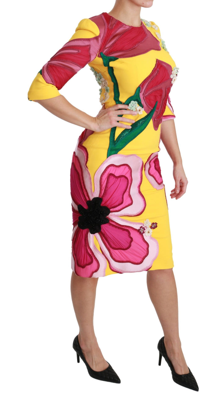 Sunshine Bloom Knielanges Etuikleid