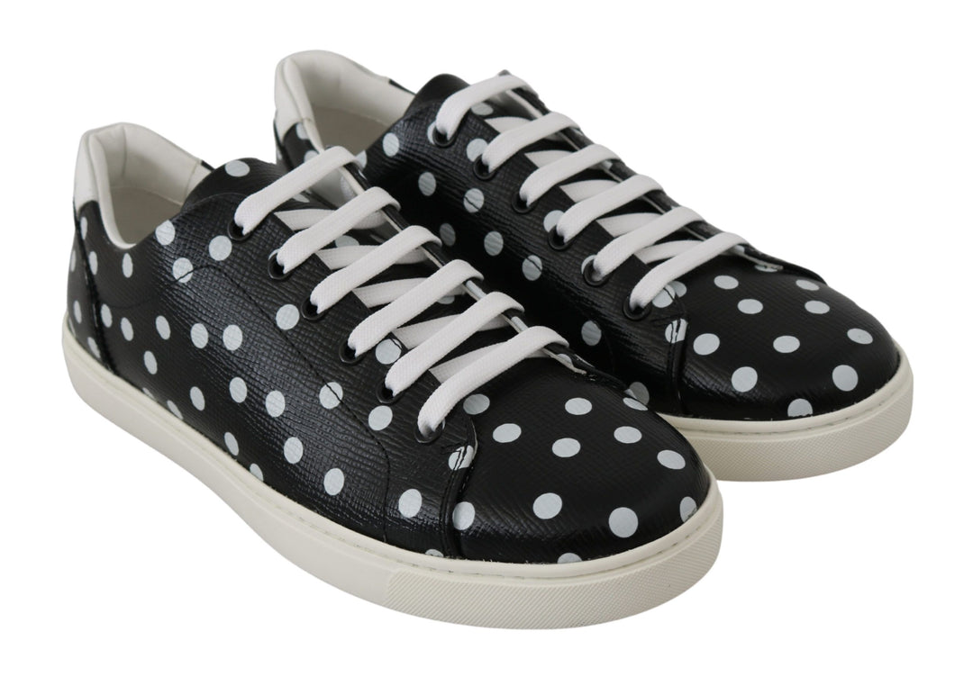 Dolce & Gabbana Schwarz gepunktete Leder-Sneakers