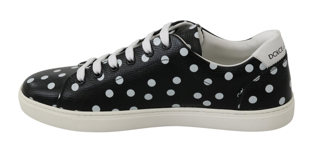 Dolce & Gabbana Schwarz gepunktete Leder-Sneakers