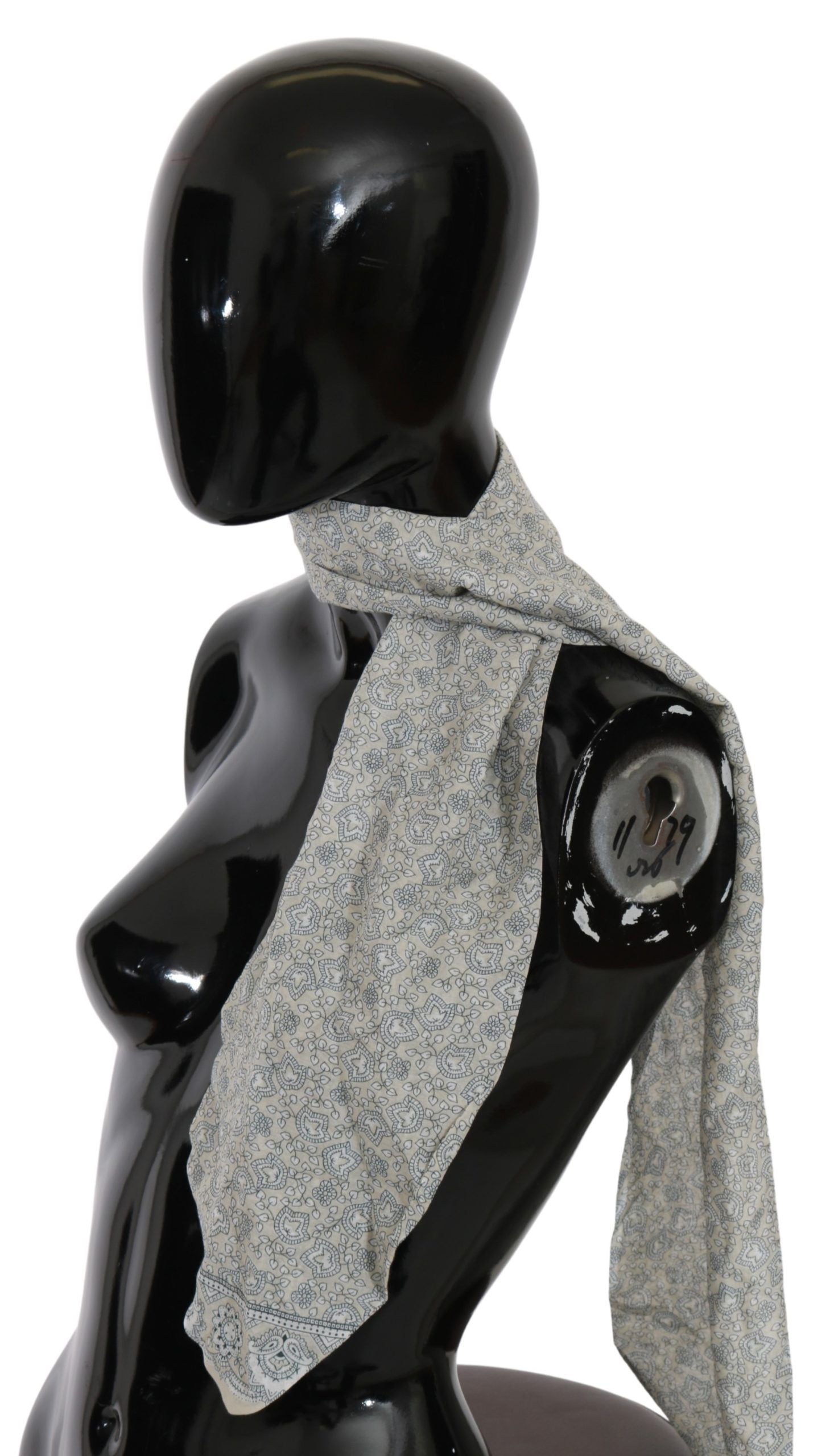 Chic cotton scarf in beige &amp; blue with fantasy print