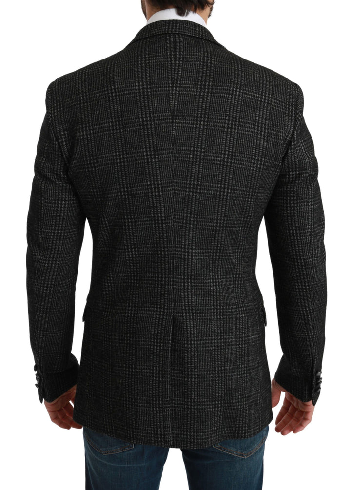 Eleganter grauer karierter Blazer in schmaler Passform