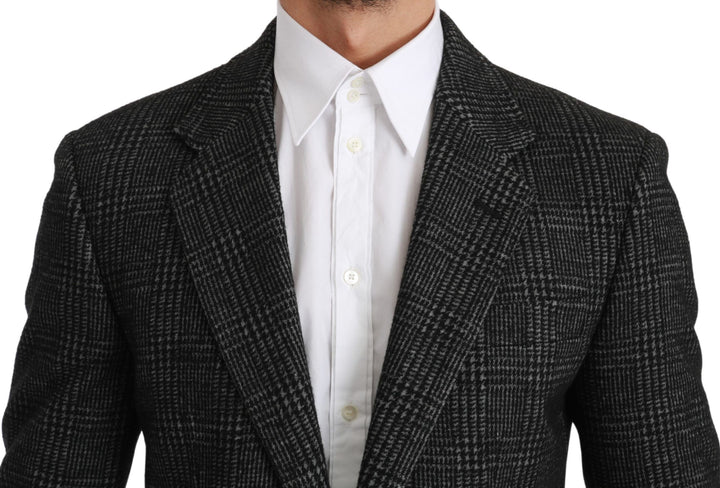 Eleganter grauer karierter Blazer in schmaler Passform